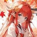 秋の紅葉と巫女 2枚目