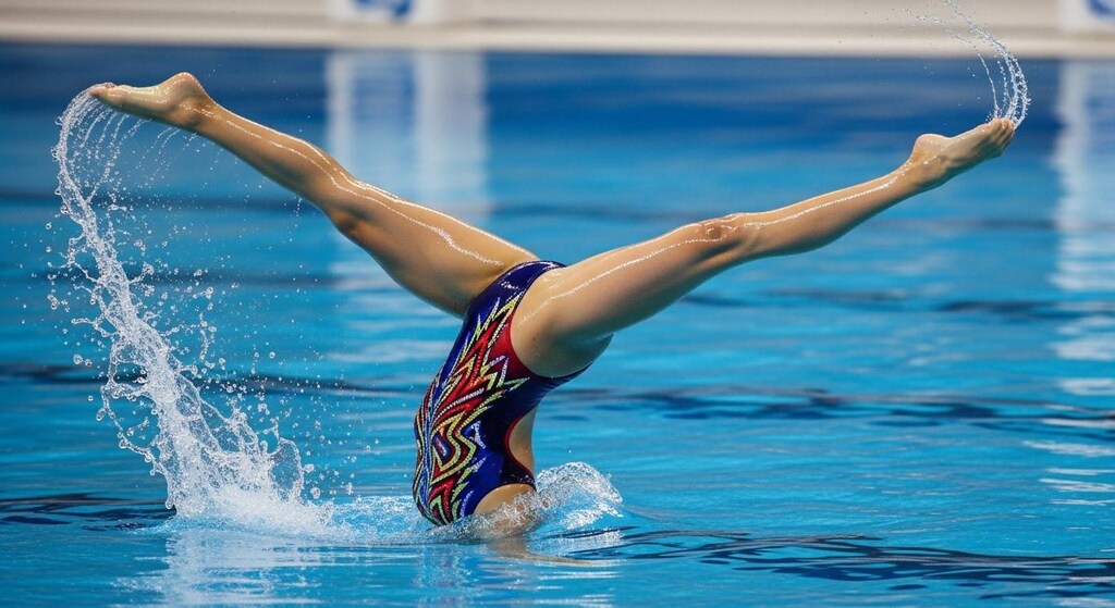 シンクロ　華麗なる足技と開脚シーン