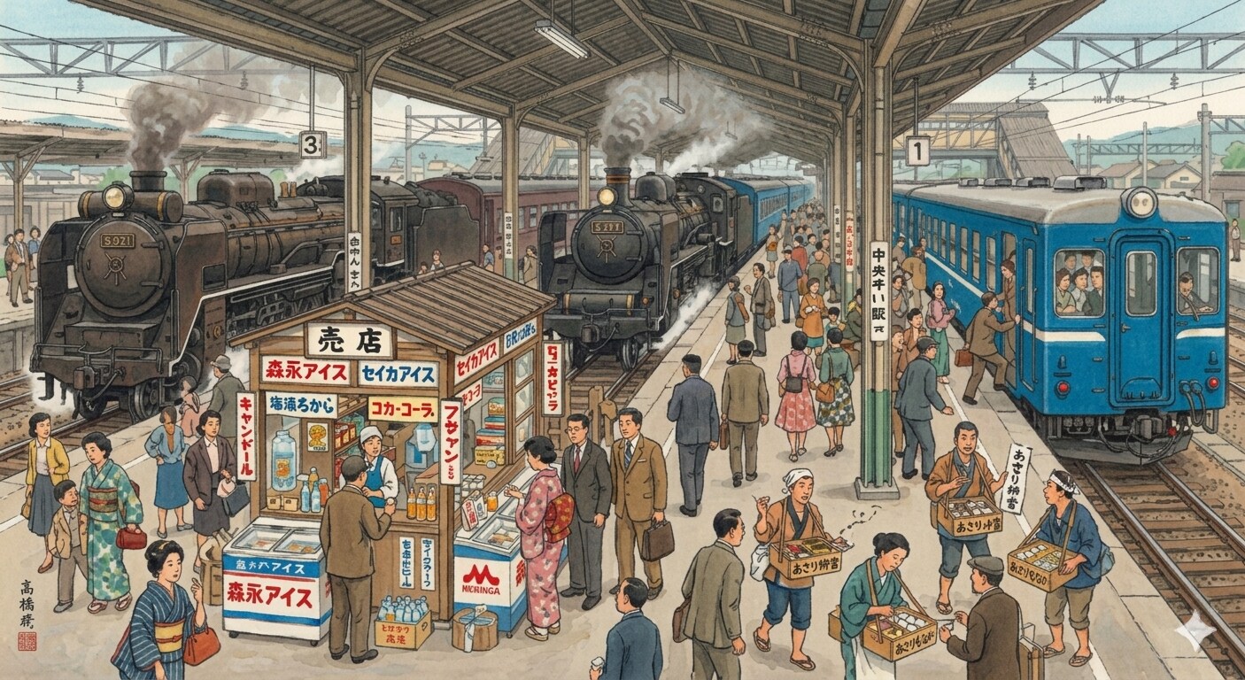 駅ホーム風景（昭和レトロ） | の人気AIイラスト・グラビア
