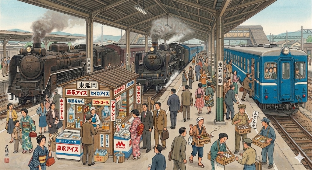 駅ホーム風景（昭和レトロ）
