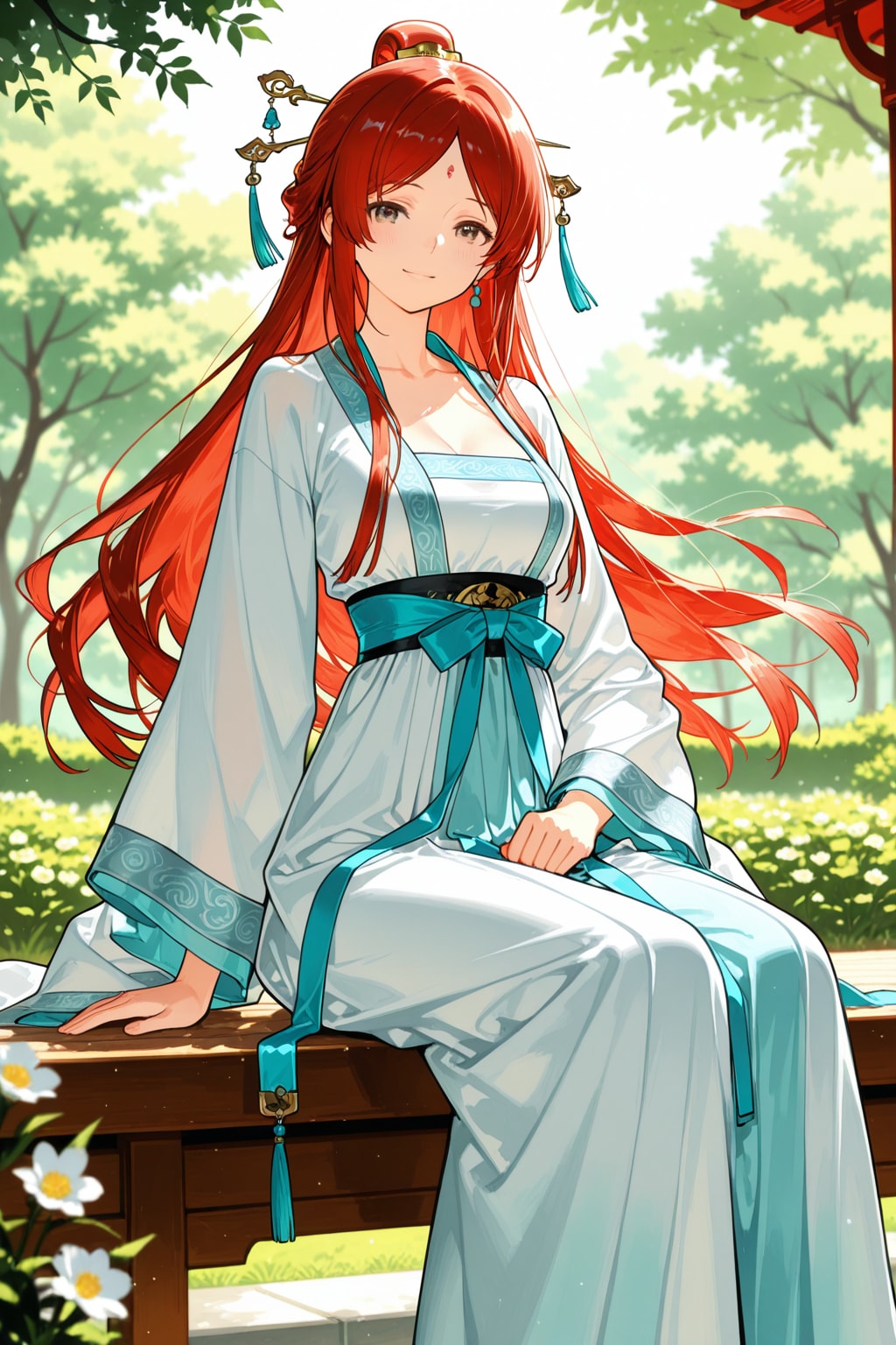 庭園に咲く漢服の麗人