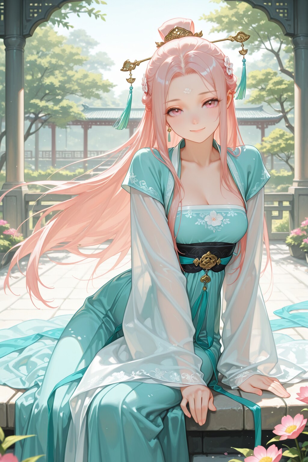 庭園に咲く漢服の麗人