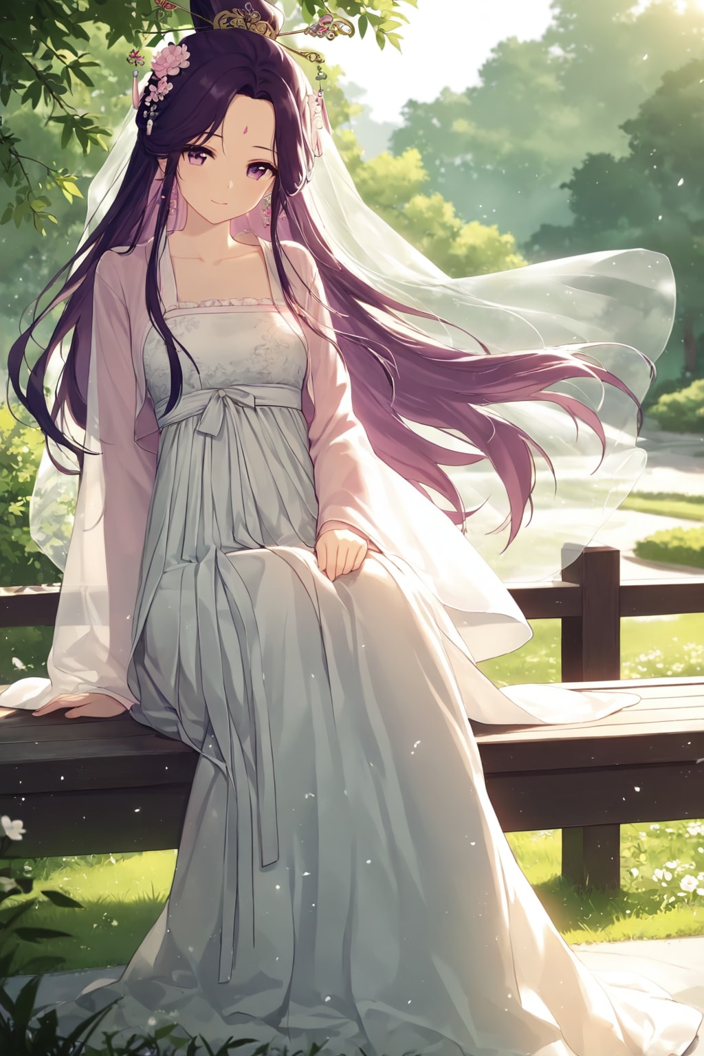 庭園に咲く漢服の麗人