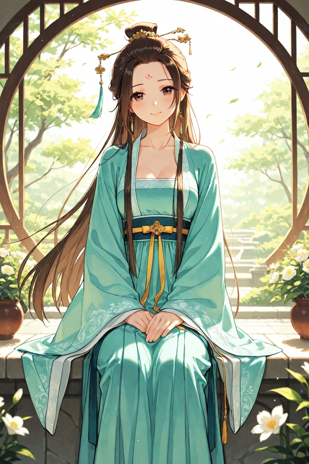 庭園に咲く漢服の麗人