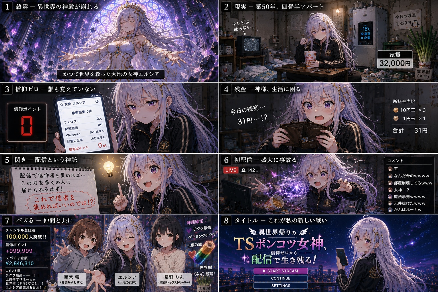 『異世界帰りのTSポンコツ女神、配信で生き残る！』OPストーリーボード