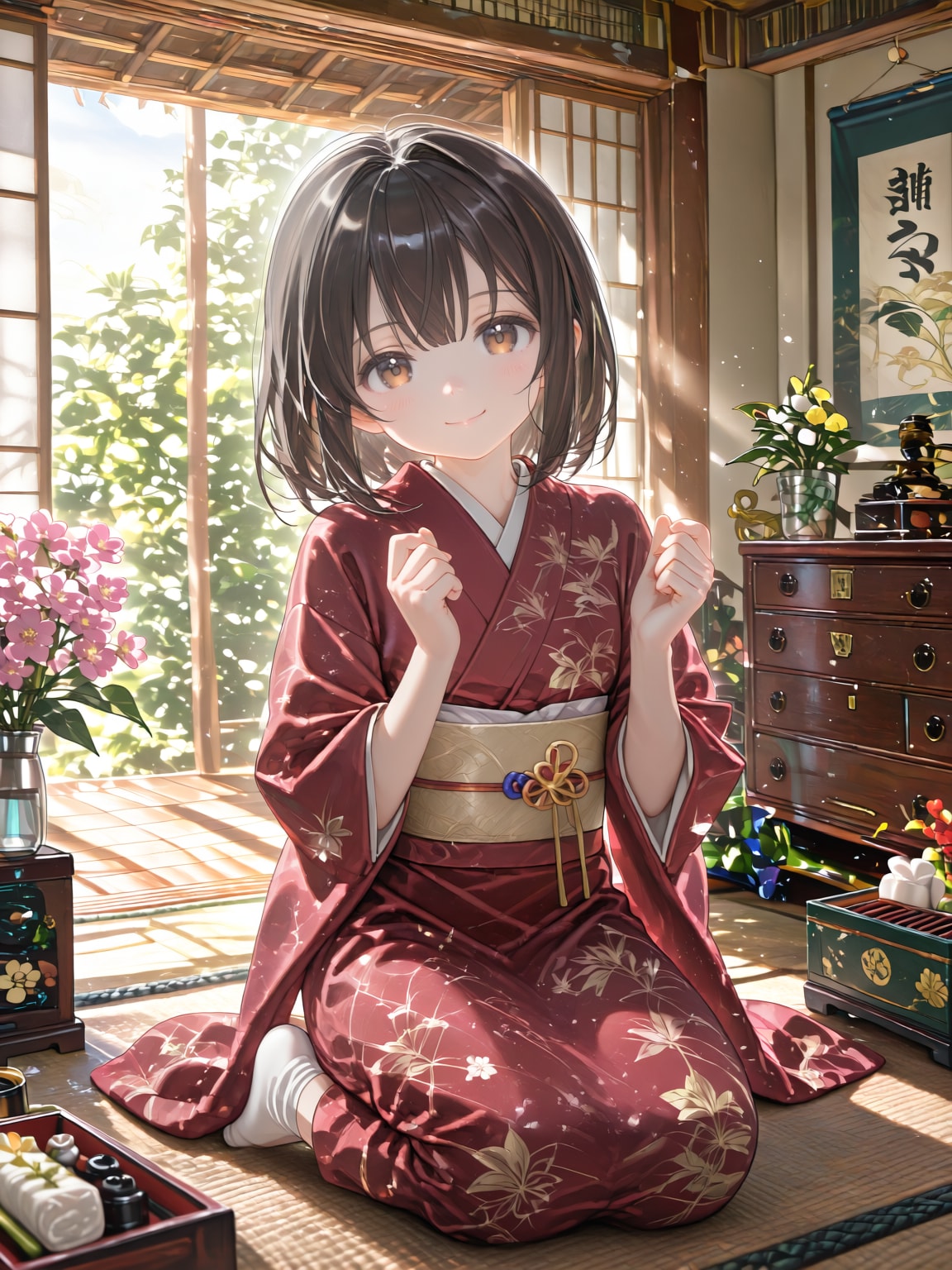 仕立て直した着物をいただいたおんなのこ | の人気AIイラスト・グラビア