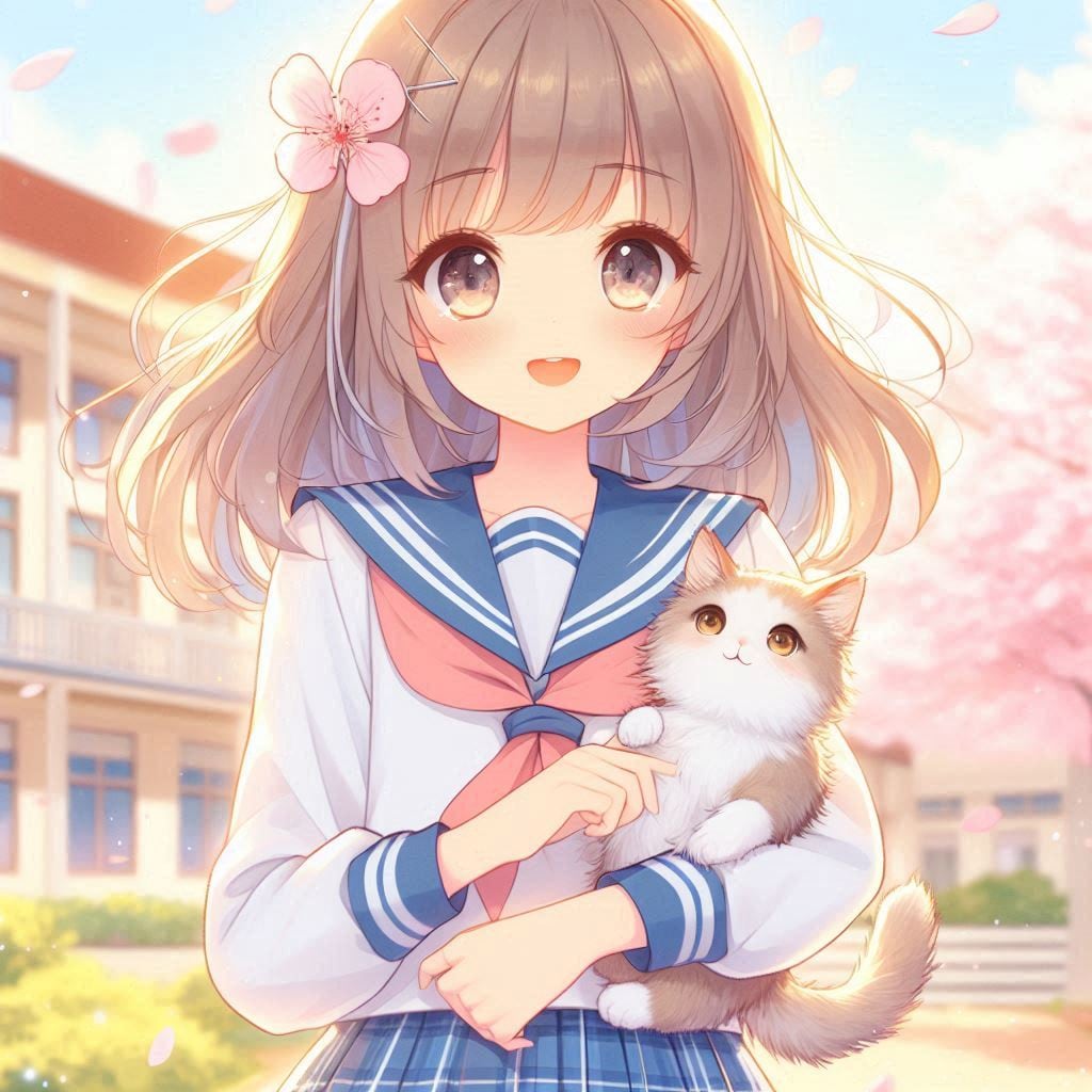 猫と少女(DALL-E)(3)