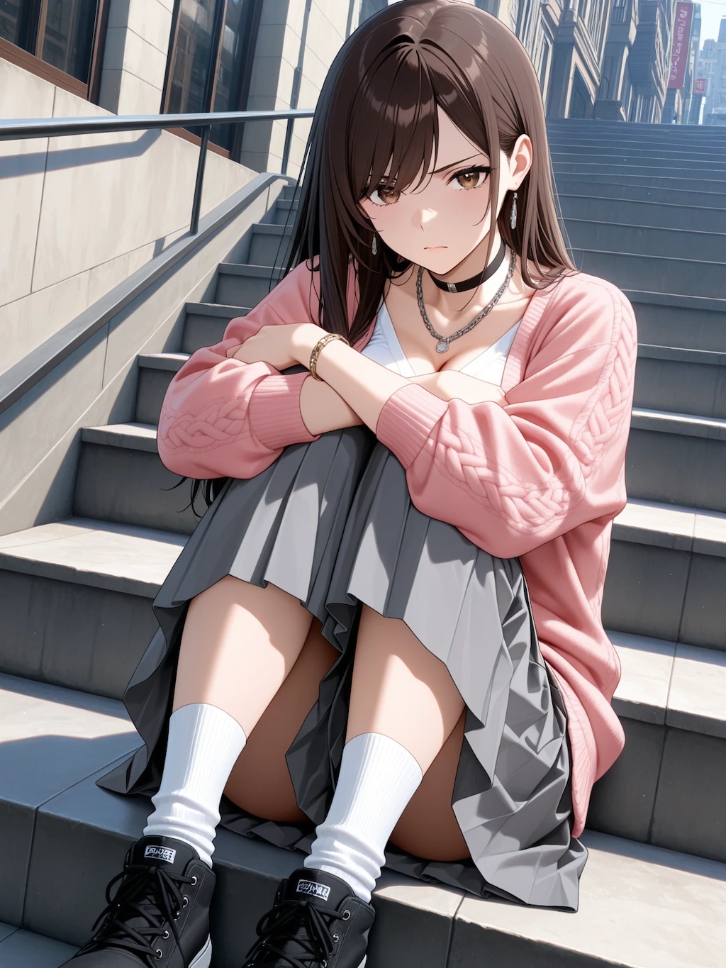 膝を抱えて座るポーズ