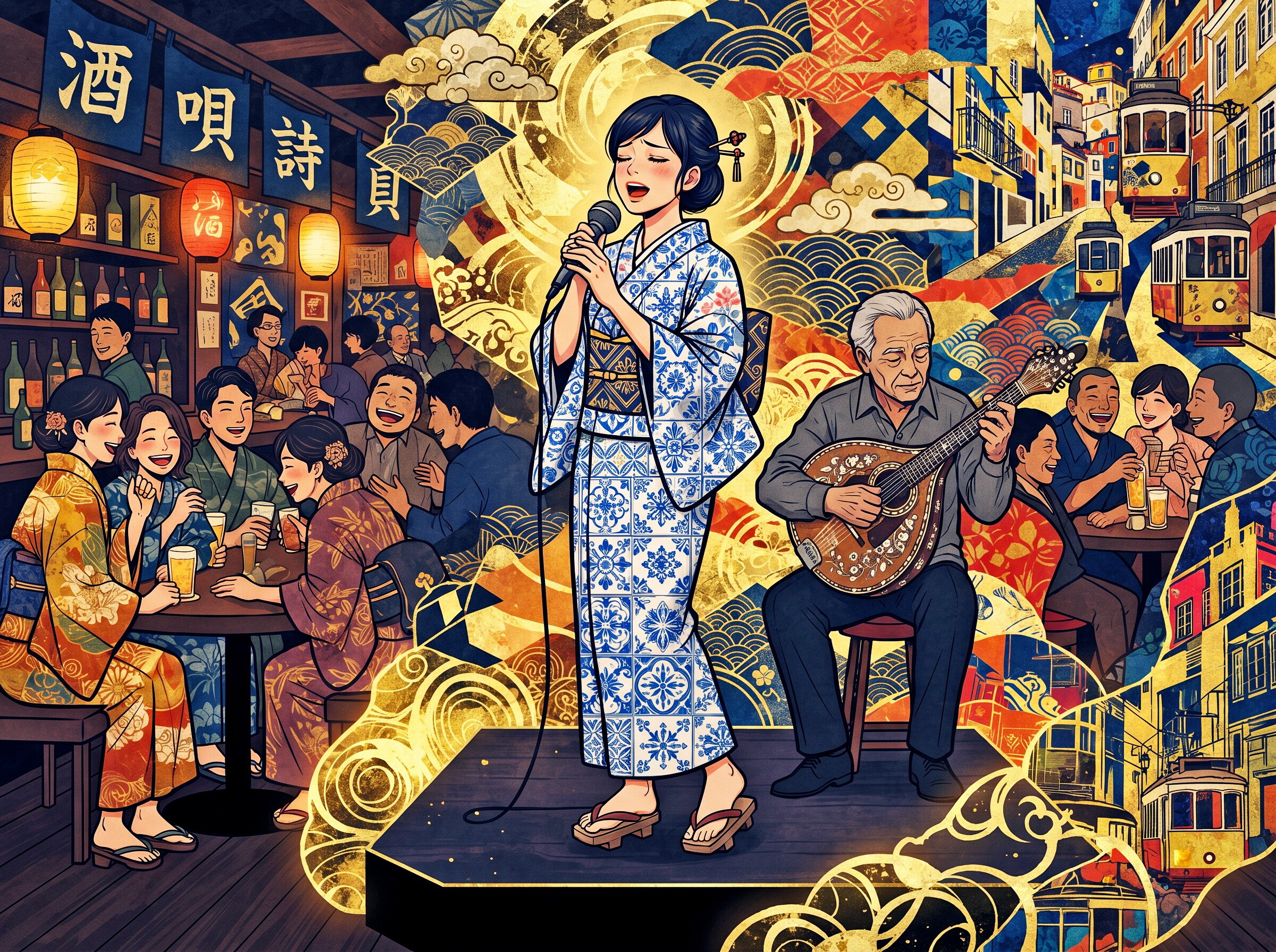 日葡二元中継でファドを熱唱する和夢さんとそのあと買い物をして帰る和夢さん | の人気AIイラスト・グラビア