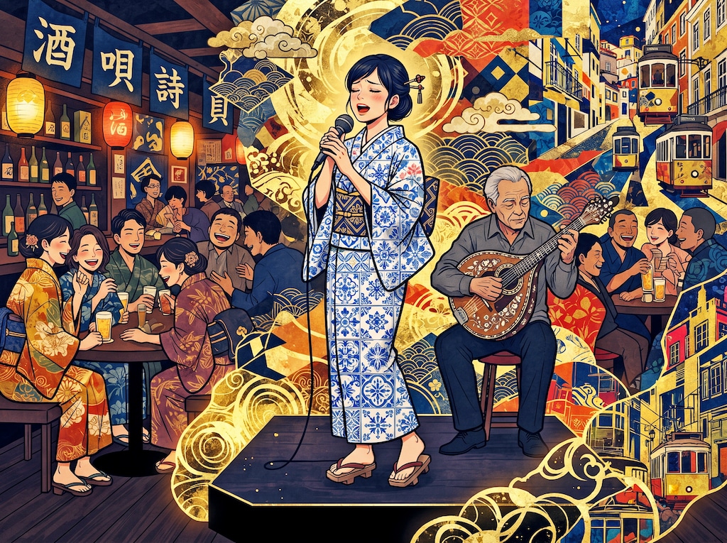 日葡二元中継でファドを熱唱する和夢さんとそのあと買い物をして帰る和夢さん