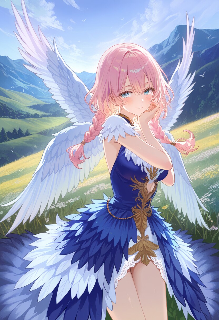 白き羽根飾りドレス姿の美少女