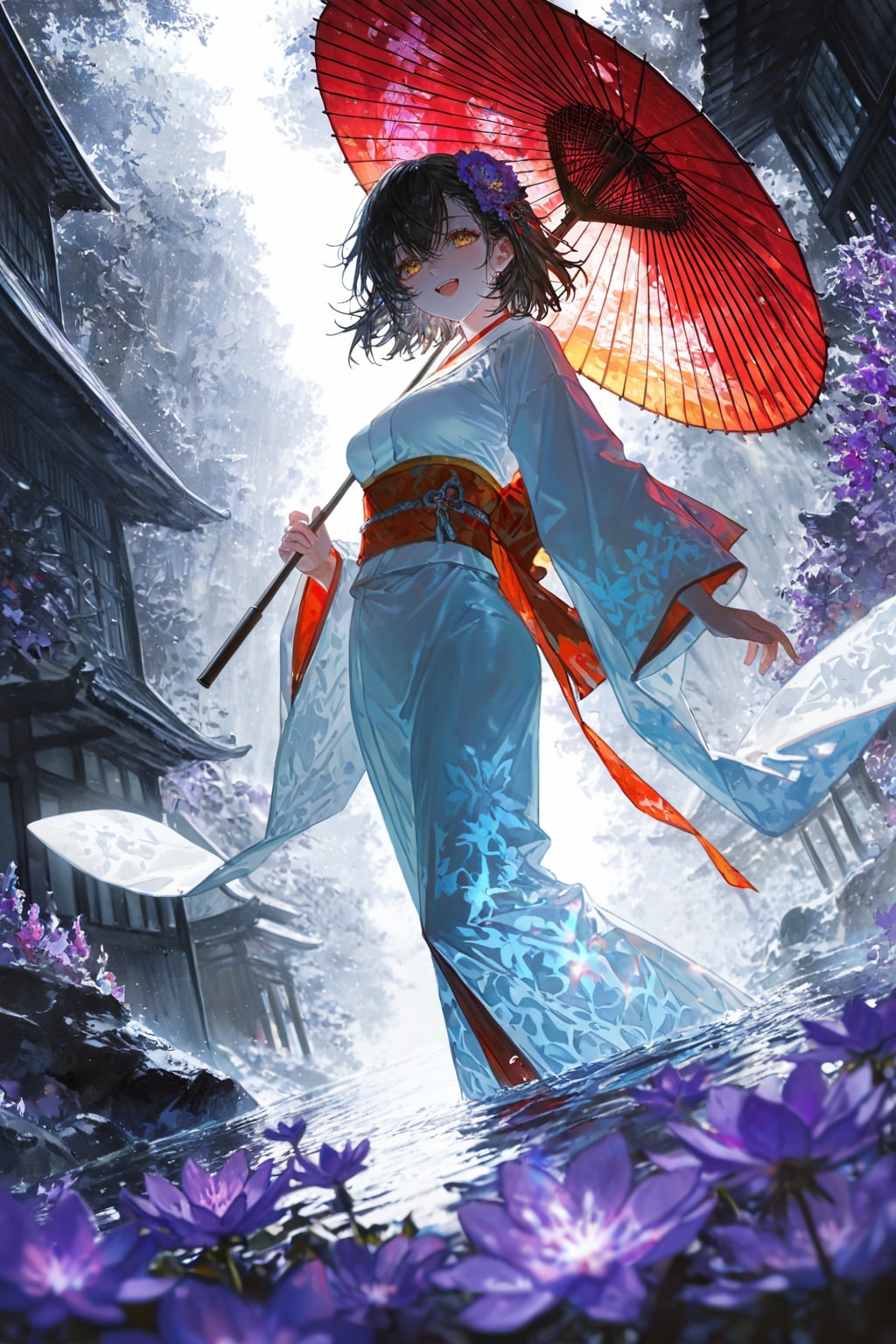 菫と和傘 | の人気AIイラスト・グラビア