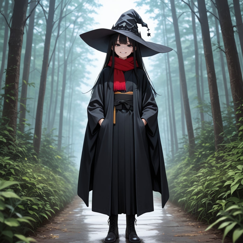 森の道に佇む魔女さん