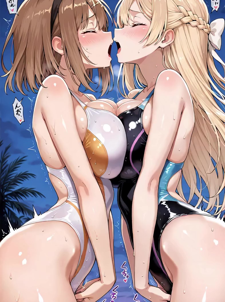 （愛し合う二人のパラパラ疑似アニメ💕）互いの水着姿に欲情したラ〇ザとク〇ウディアのイチャ🩷イチャ🩷