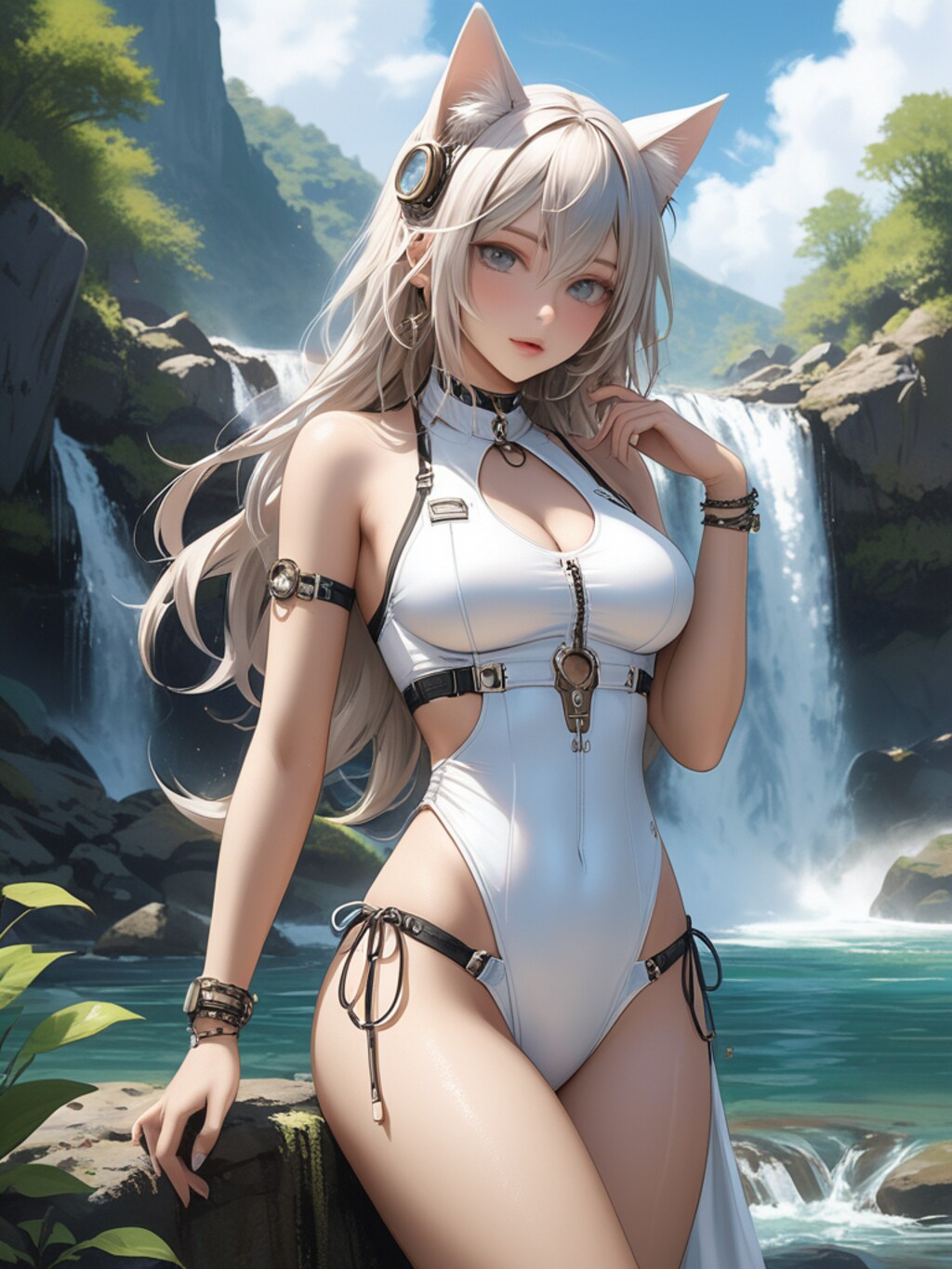 水着の猫耳少女