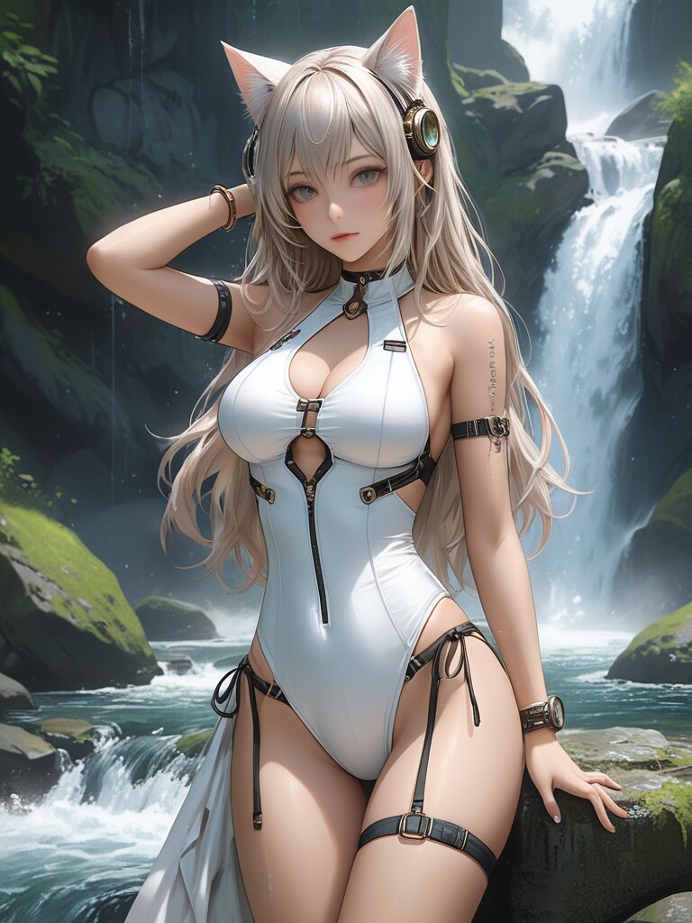 水着の猫耳少女