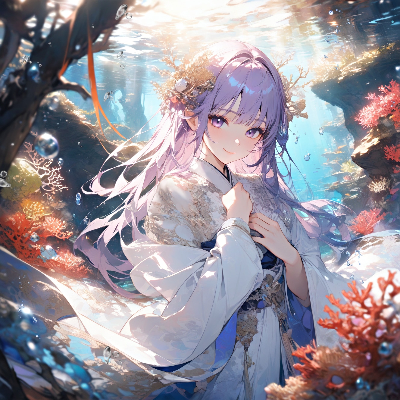 珊瑚の森 -海中- | の人気AIイラスト・グラビア