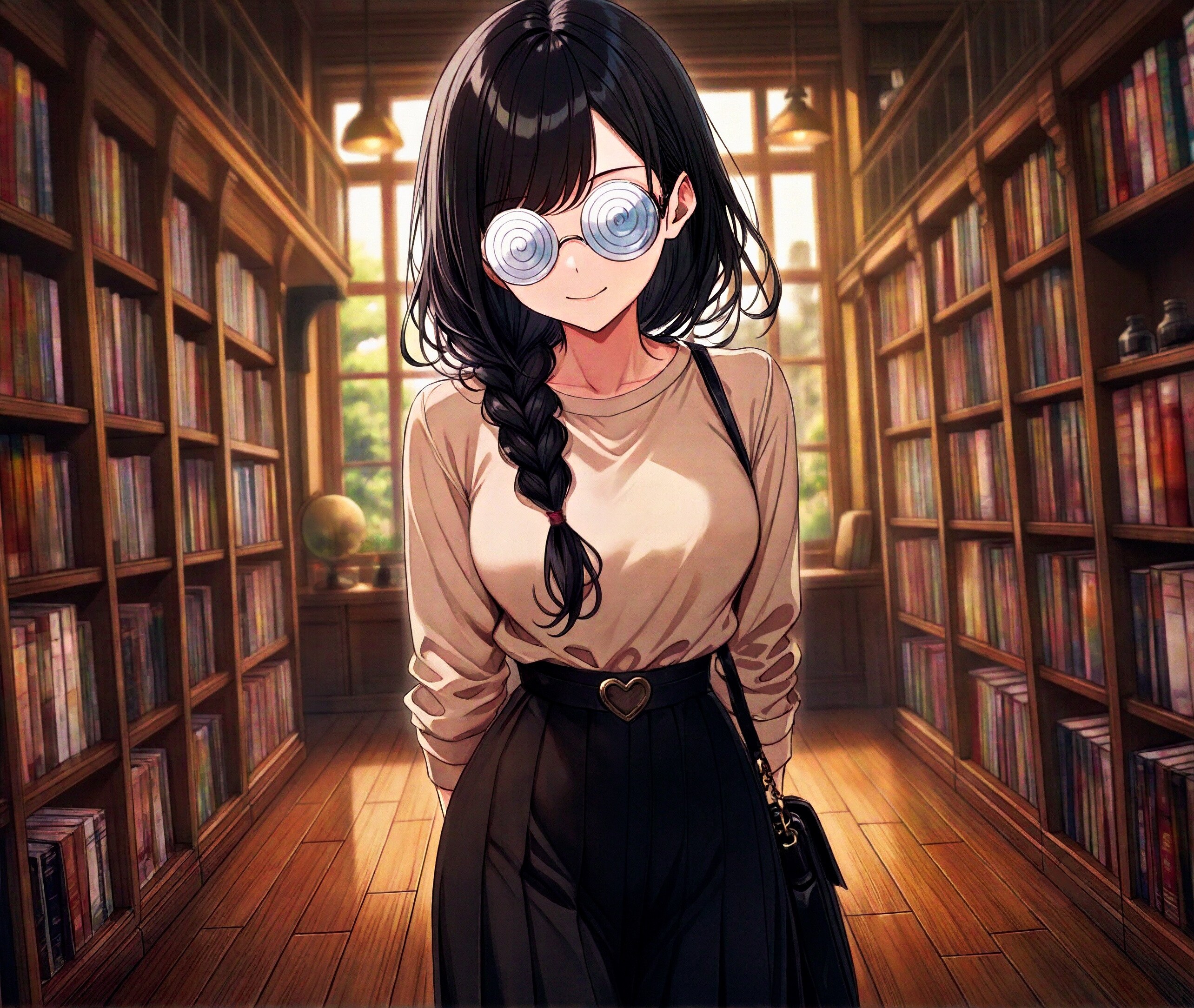図書館にて