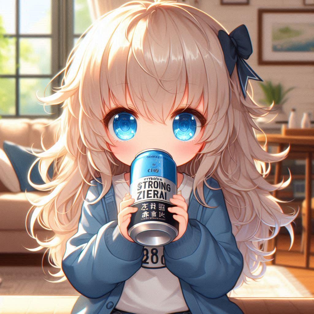 強炭酸水を飲む女の子