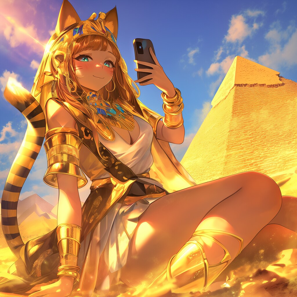 インスタ映えを気にする猫ファラオ