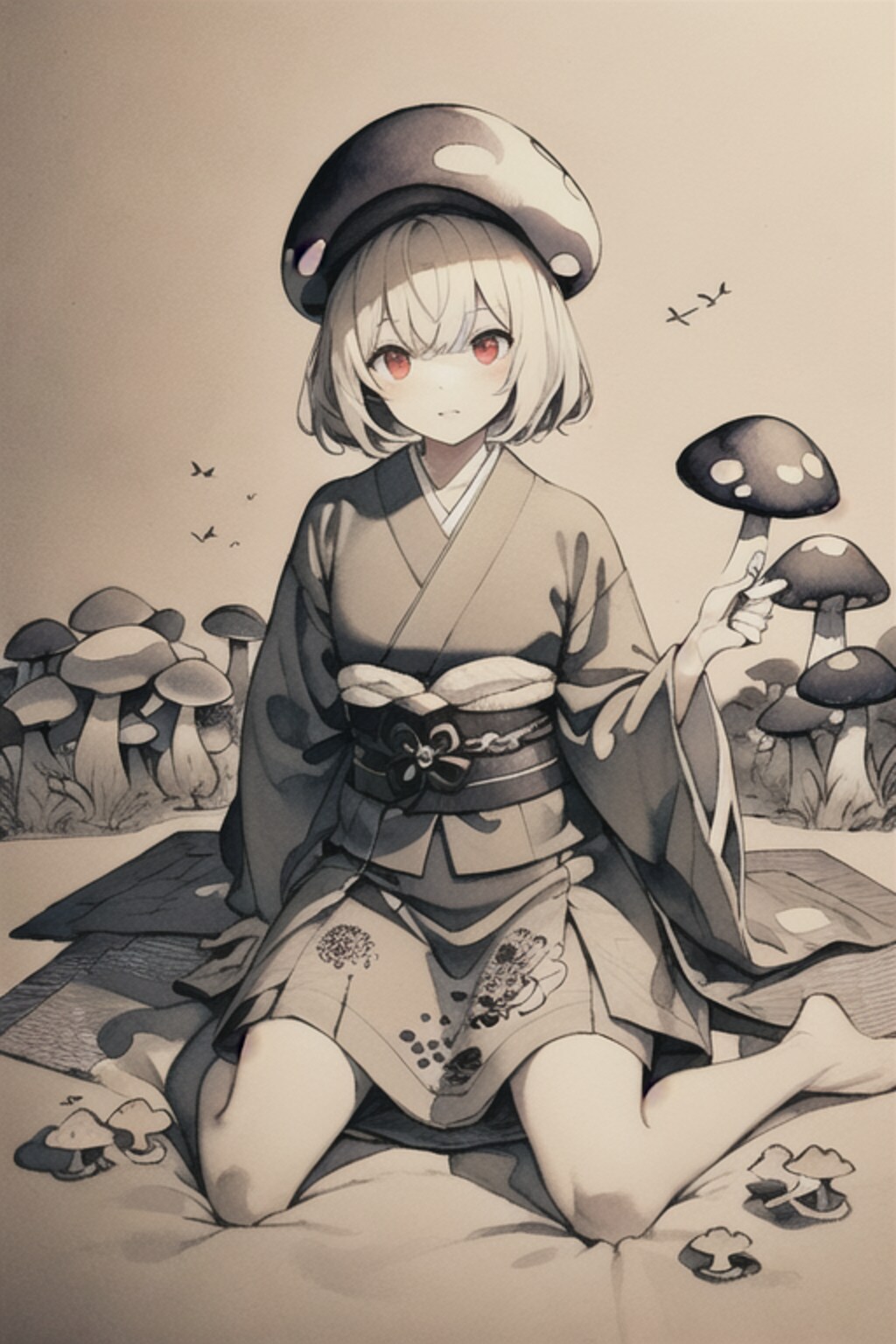 水墨画できのこ姫ナツミ