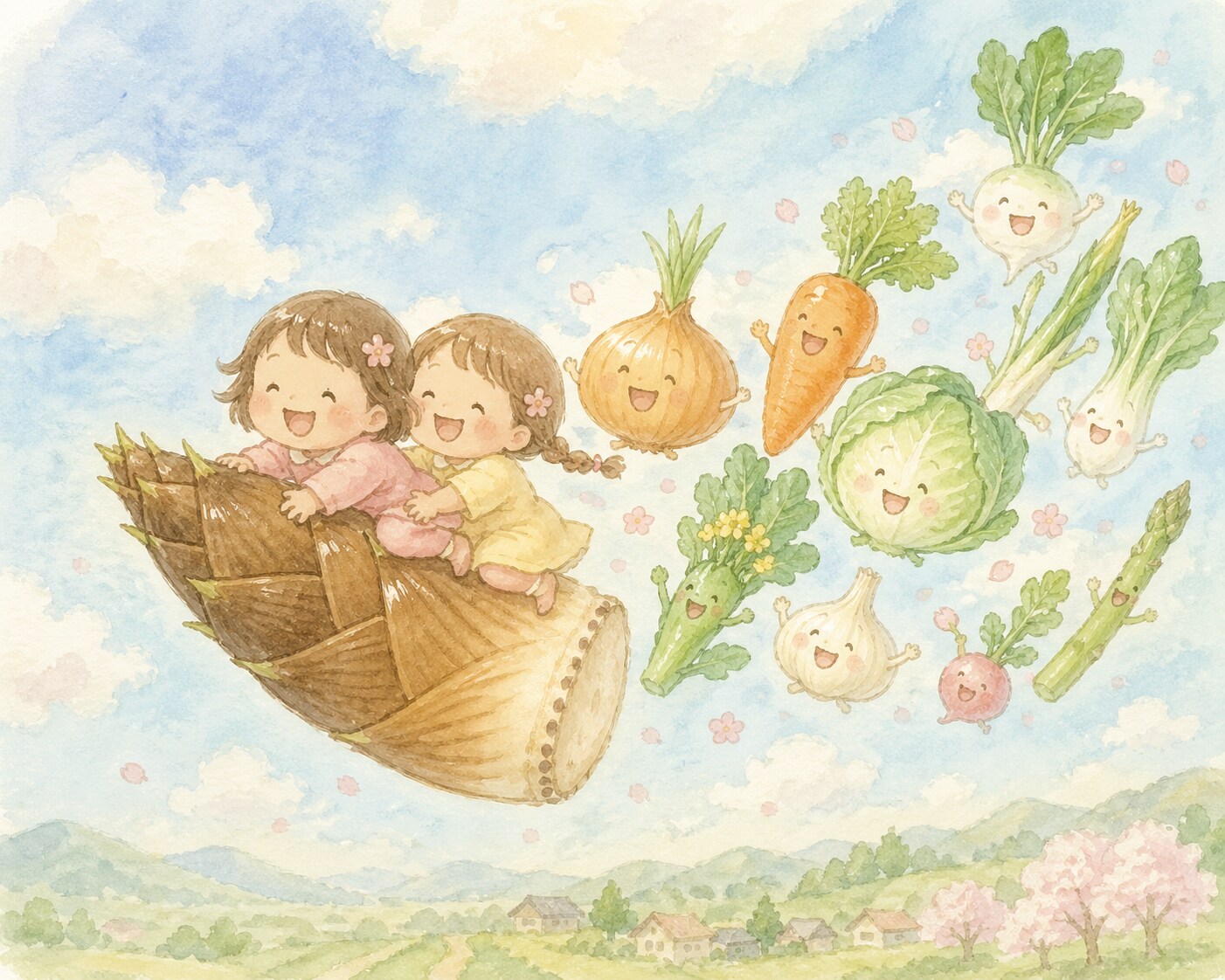 空飛ぶ春野菜たち | の人気AIイラスト・グラビア
