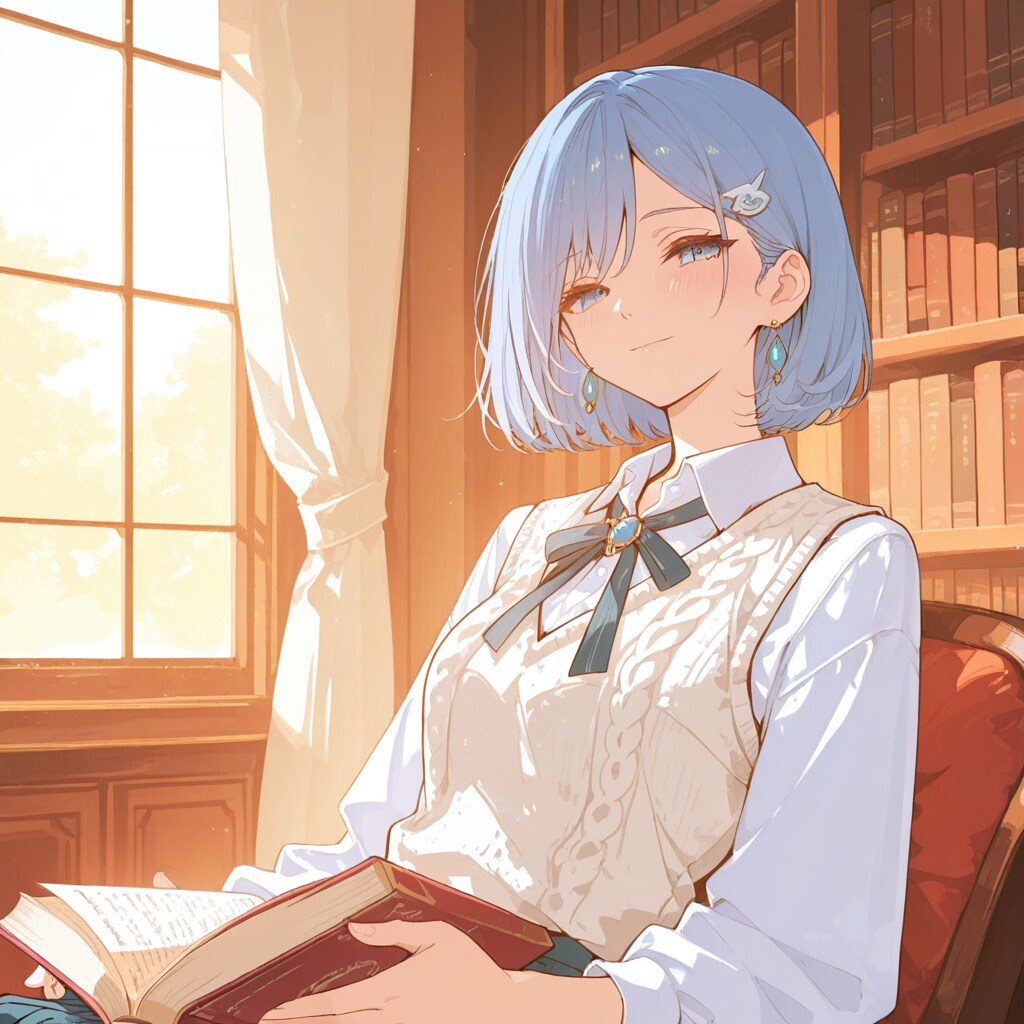 図書館の午後「ページをめくる風」