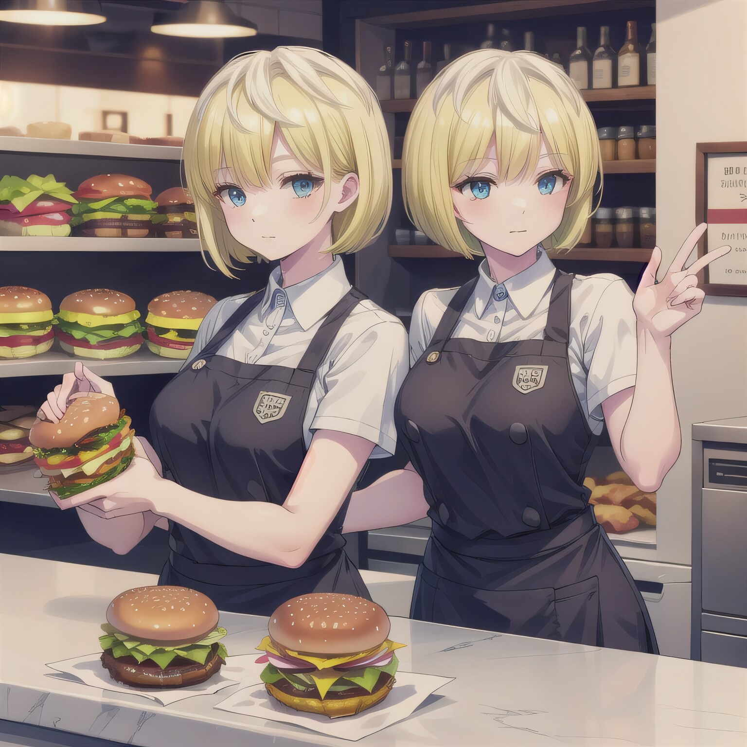 金髪ボブでエプロンの少女 | の人気AIイラスト・グラビア