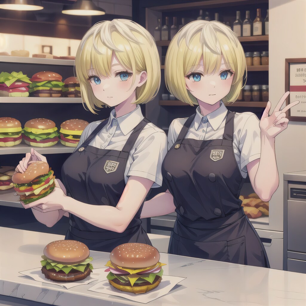 金髪ボブでエプロンの少女