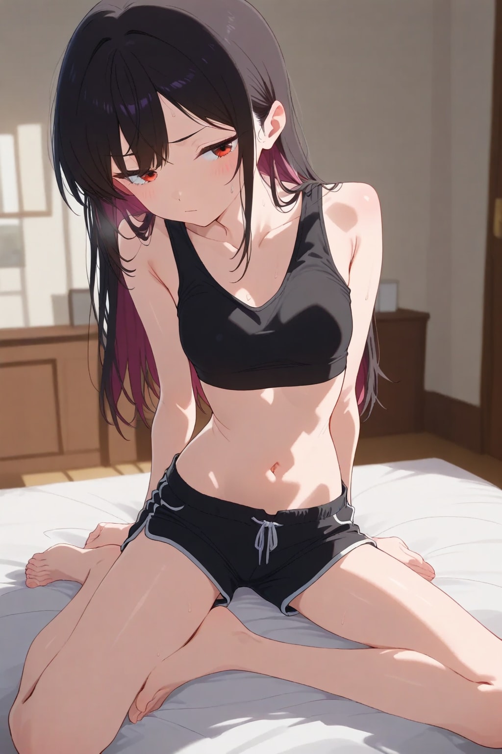 黒髪ロングショーツ
