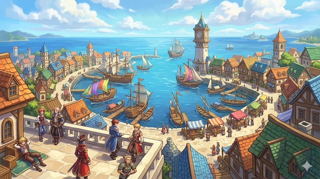 ファンタジー世界の港町
