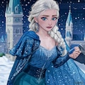 エルサが雪と氷の城でコスプレイヤーの魔法の力を解放！ドレスとケープが描く魅力的な姿 10枚目