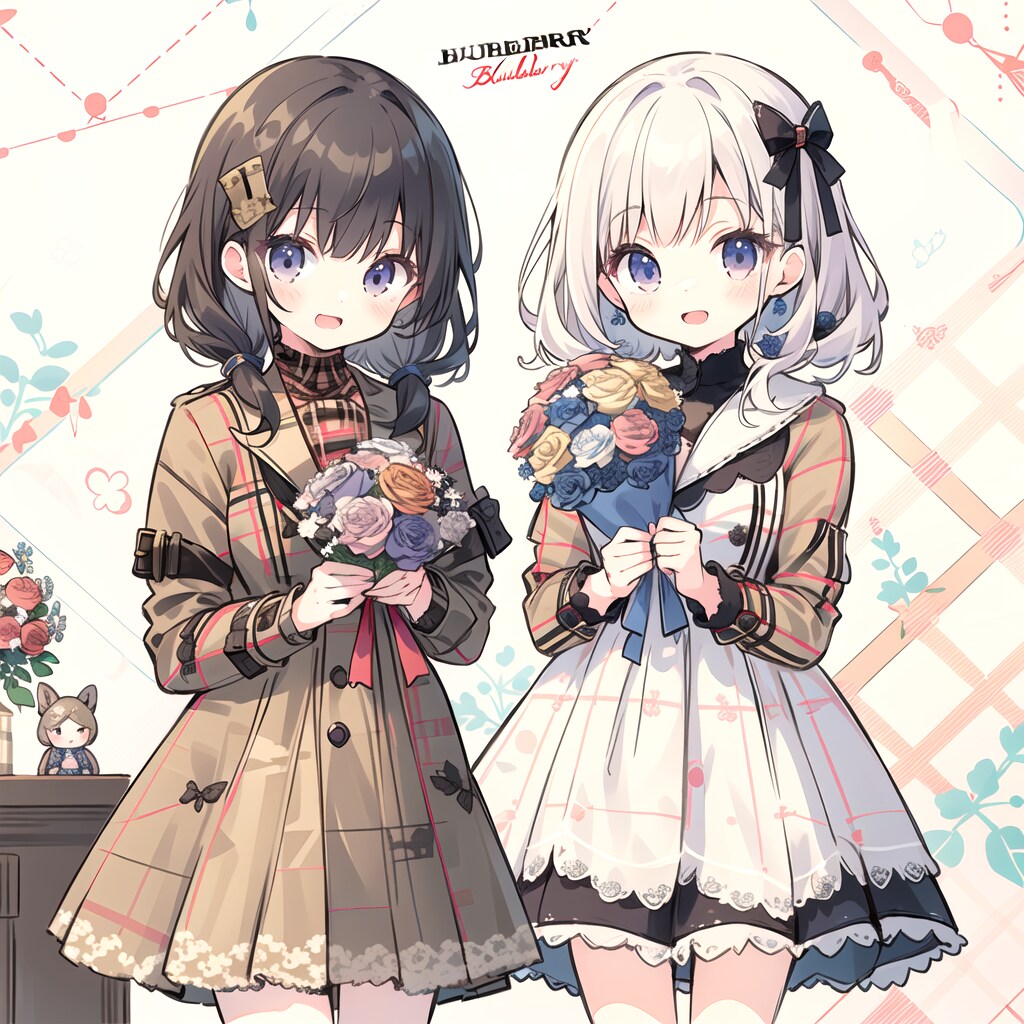 チェック柄の少女達