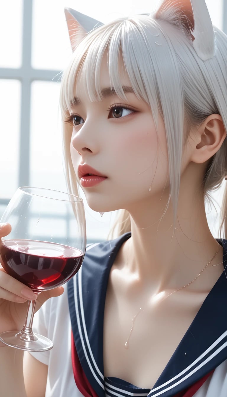 横顔と艶めく濡れ肌。心奪われる幻想的な3枚