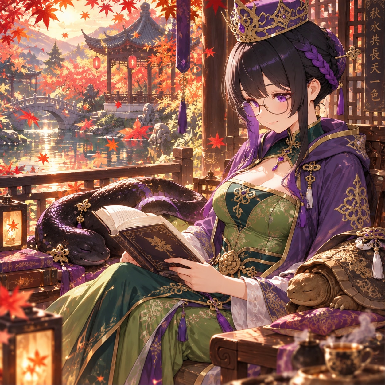 主の傍らで眠る使い魔達🐍🐢 | の人気AIイラスト・グラビア