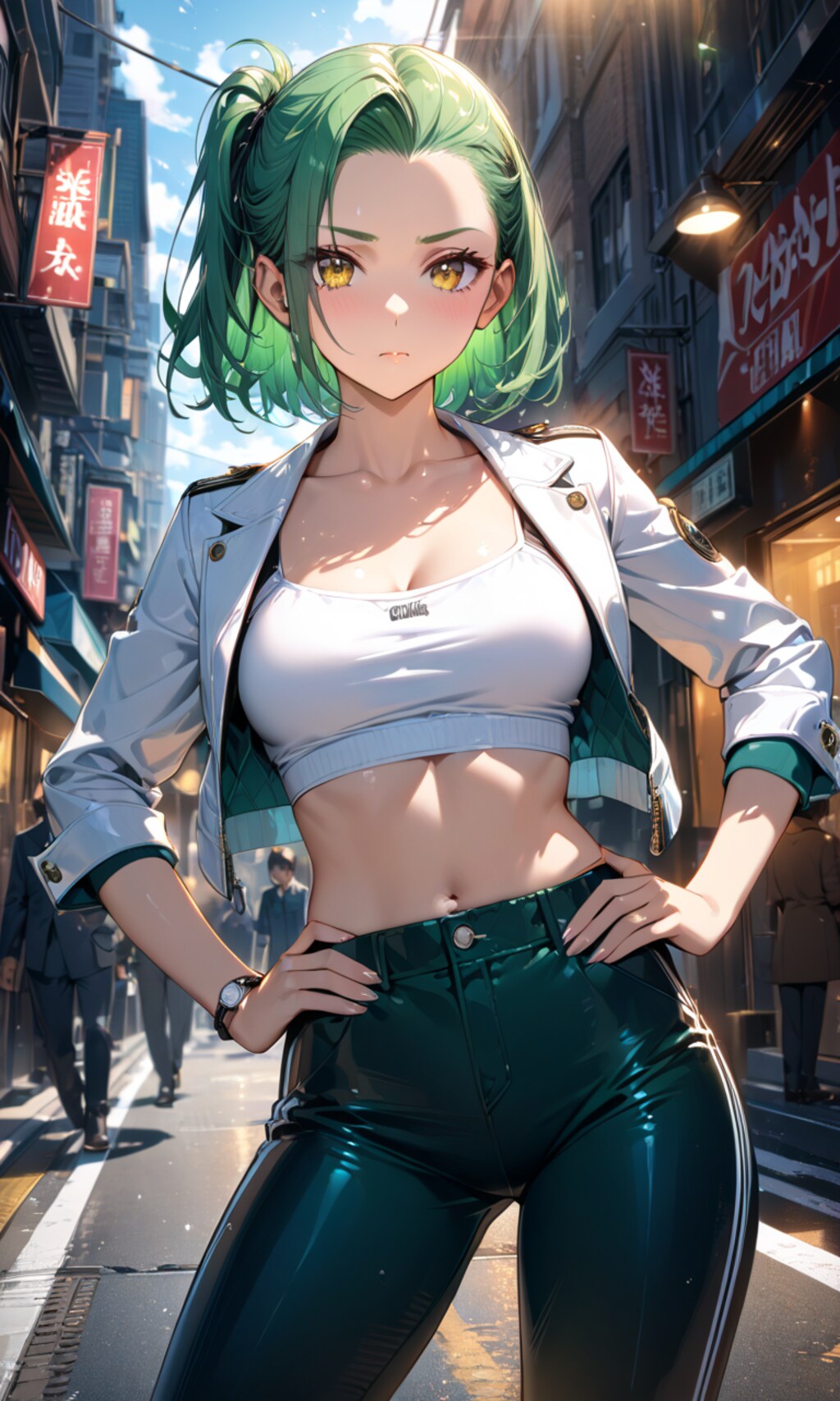 キリっとした緑髪の女性その２