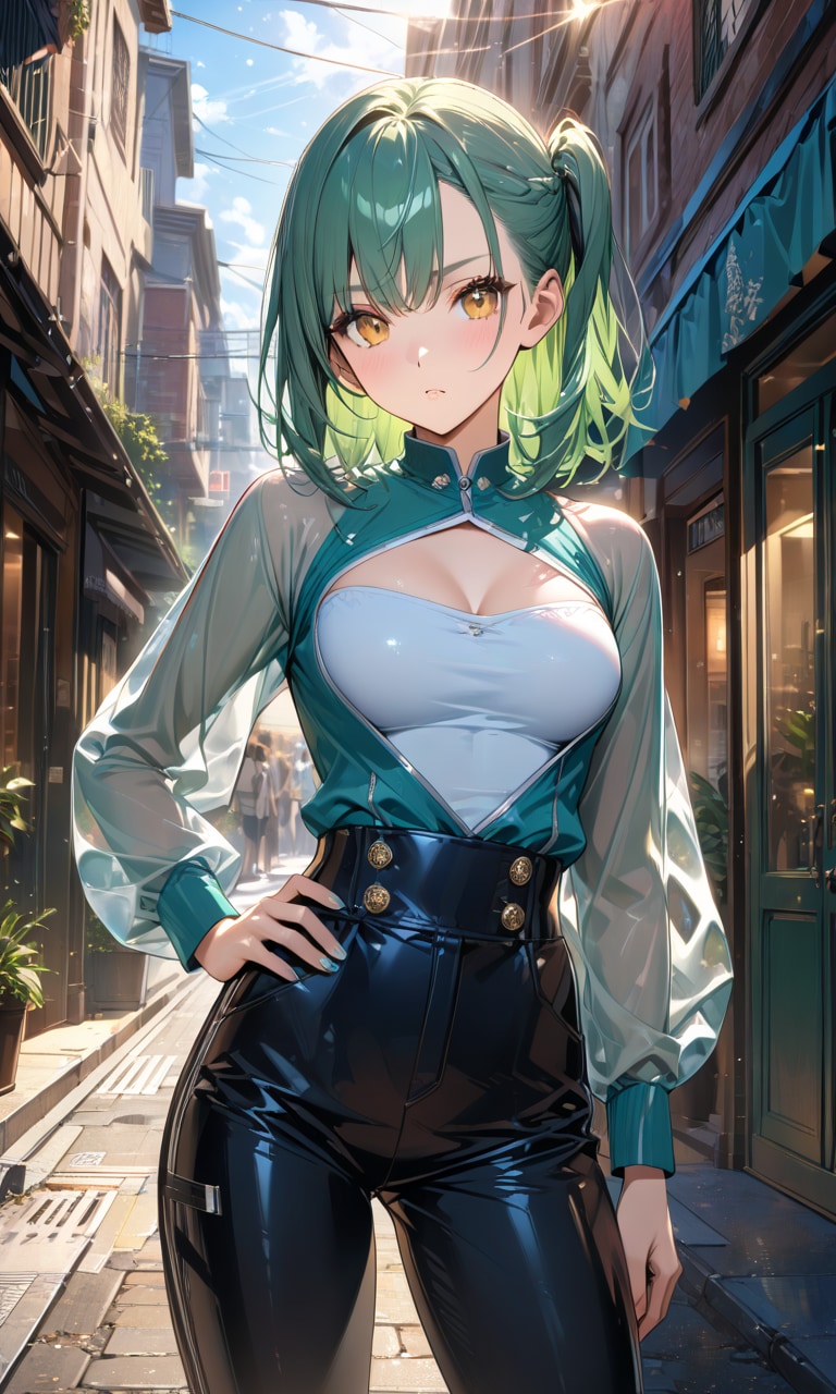 キリっとした緑髪の女性その２ | の人気AIイラスト・グラビア