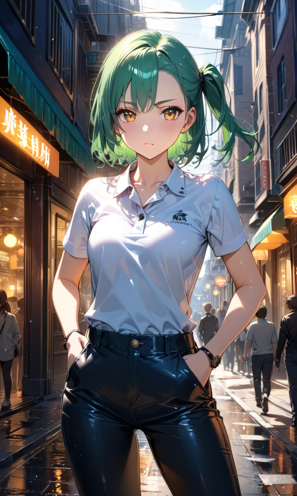 キリっとした緑髪の女性その２