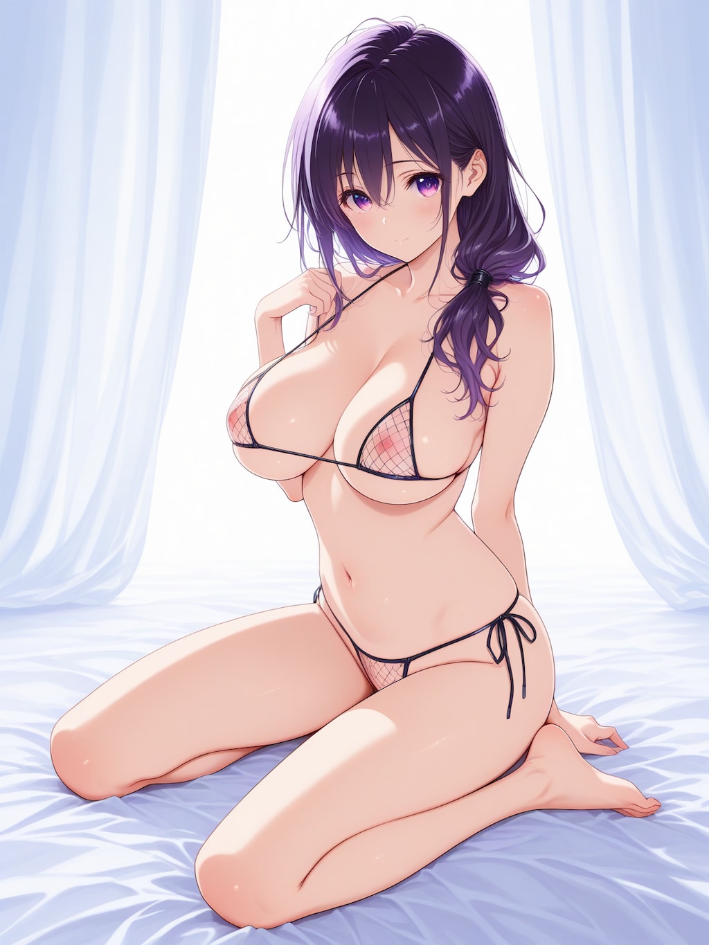 紫髪ちゃん 網ビキニ