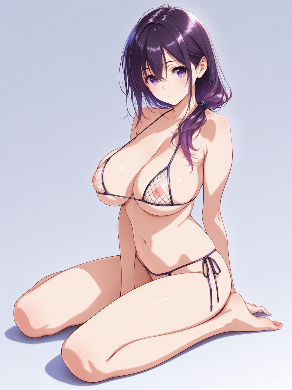 紫髪ちゃん 網ビキニ