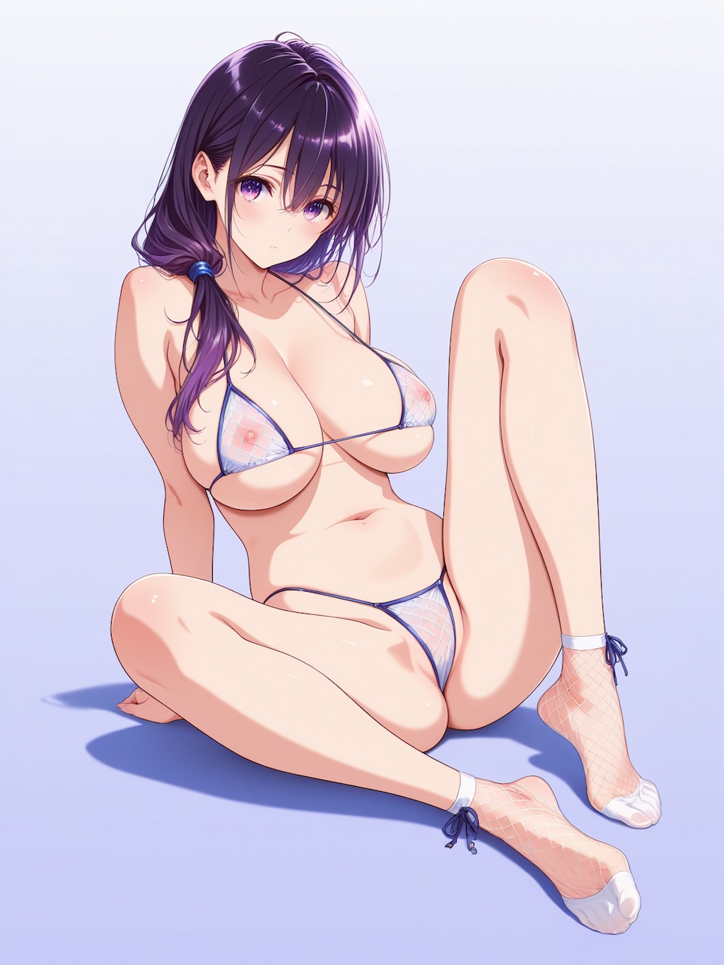 紫髪ちゃん 網ビキニ