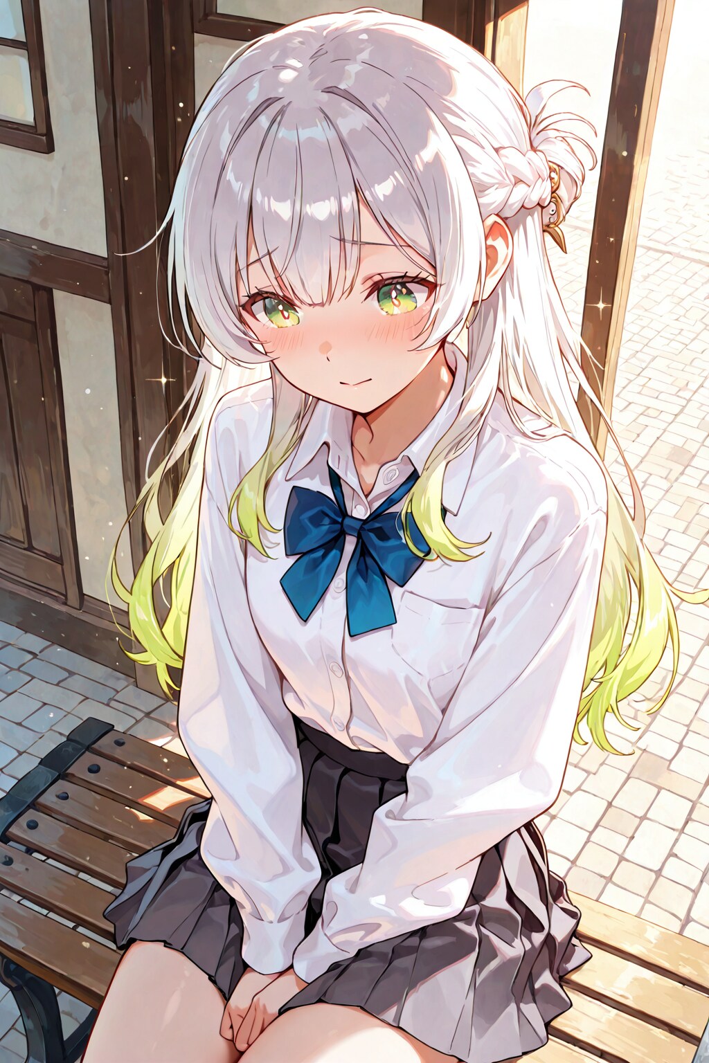 ベンチに座るセリュナさん