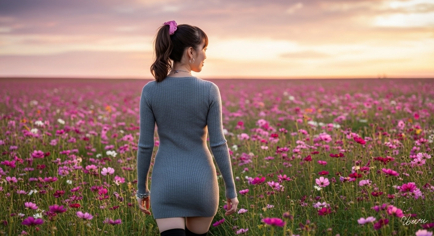 コスモス畑と私 | の人気AIイラスト・グラビア