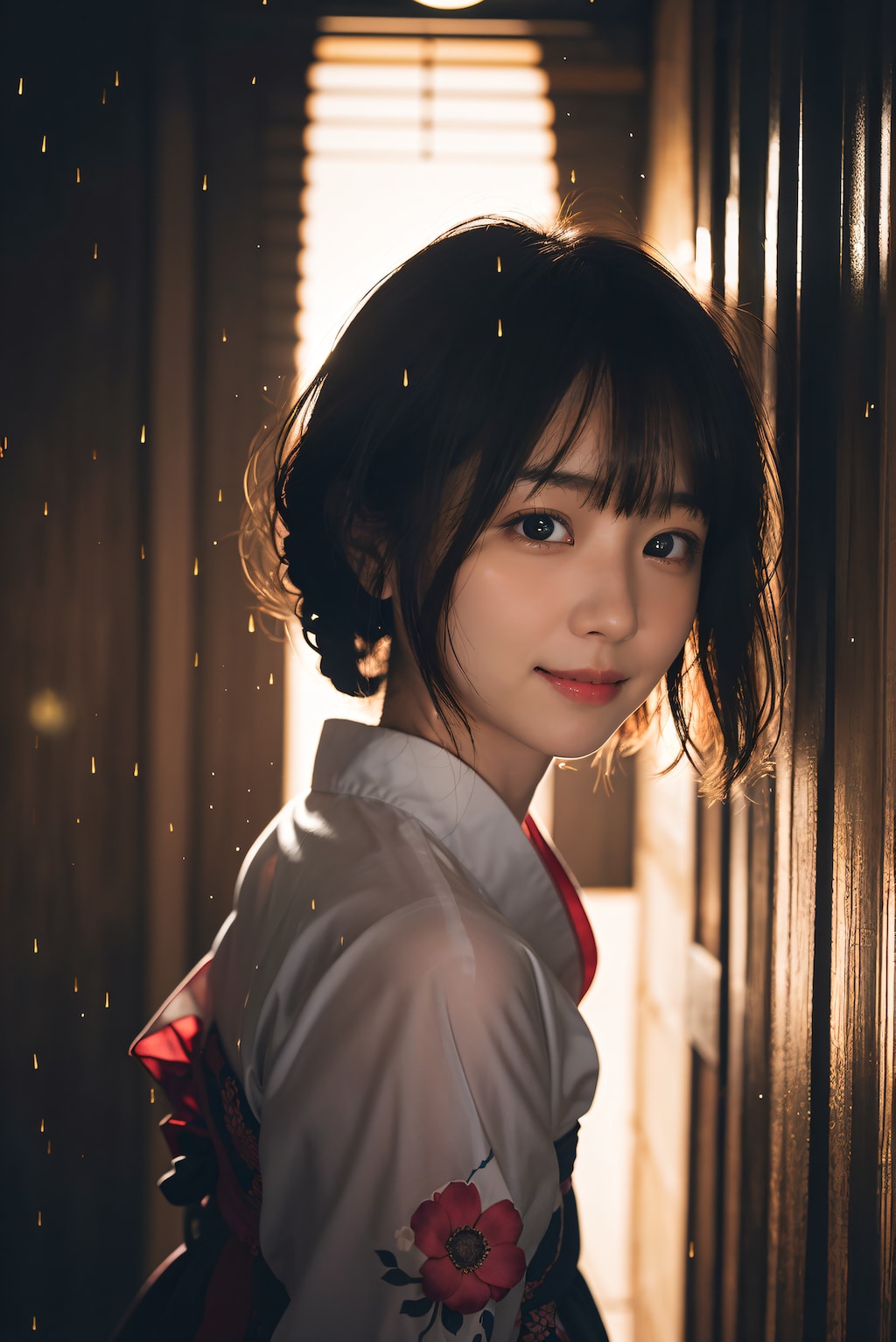 着物の少女と山吹の言の花