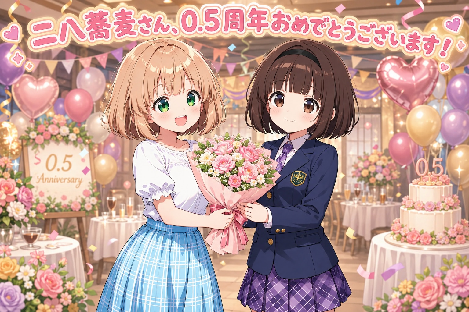 二八蕎麦さん0.5周年記念お祝い&お礼イラスト