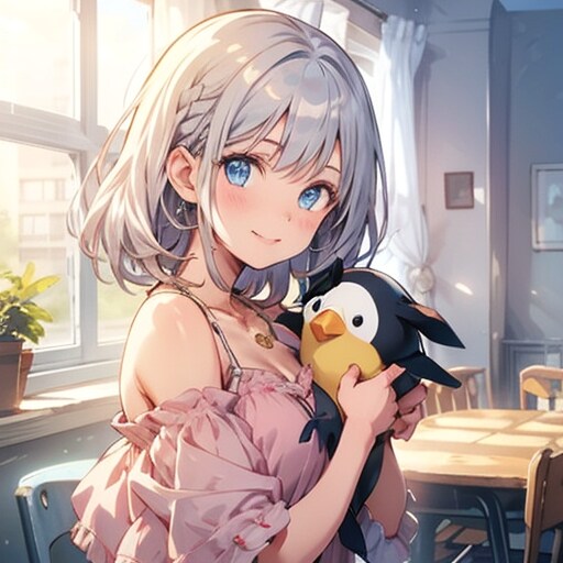 ぬいぐるみを抱く少女