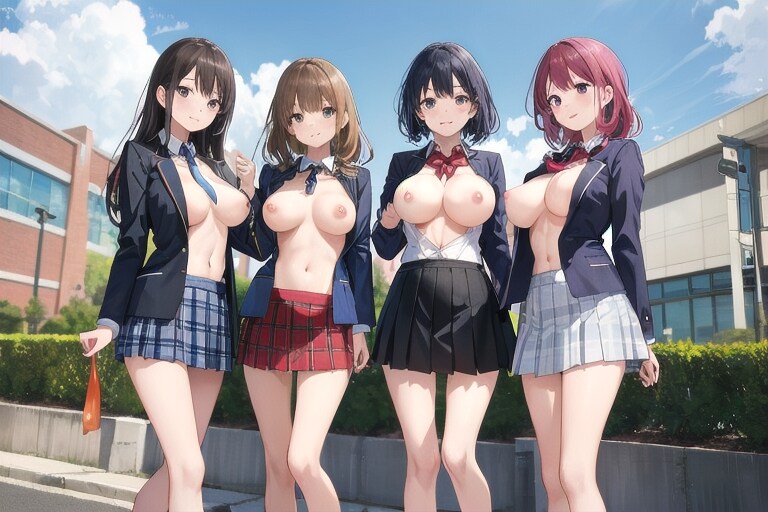 入学記念に校舎の前で写真撮影