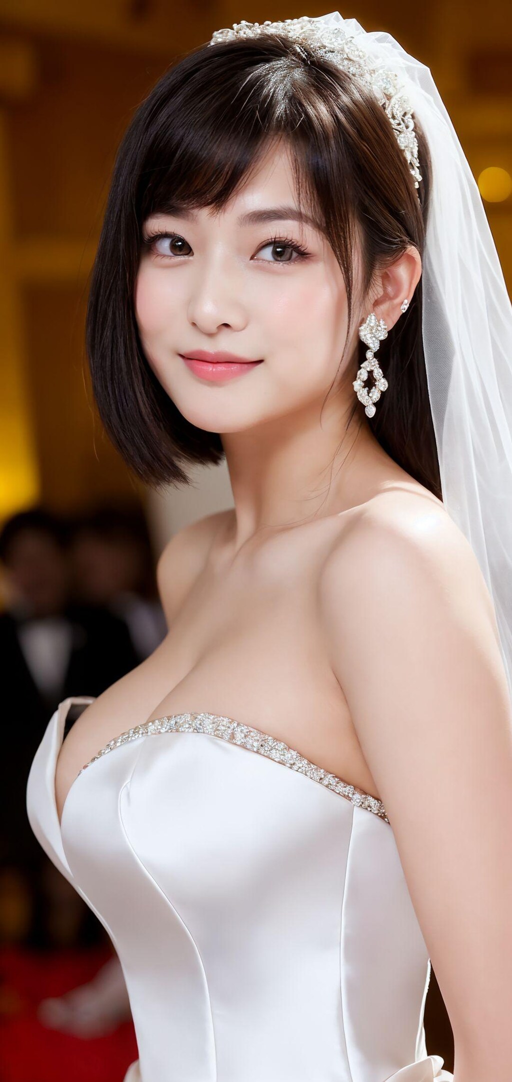 ウェディングドレスを身に付けた美少女