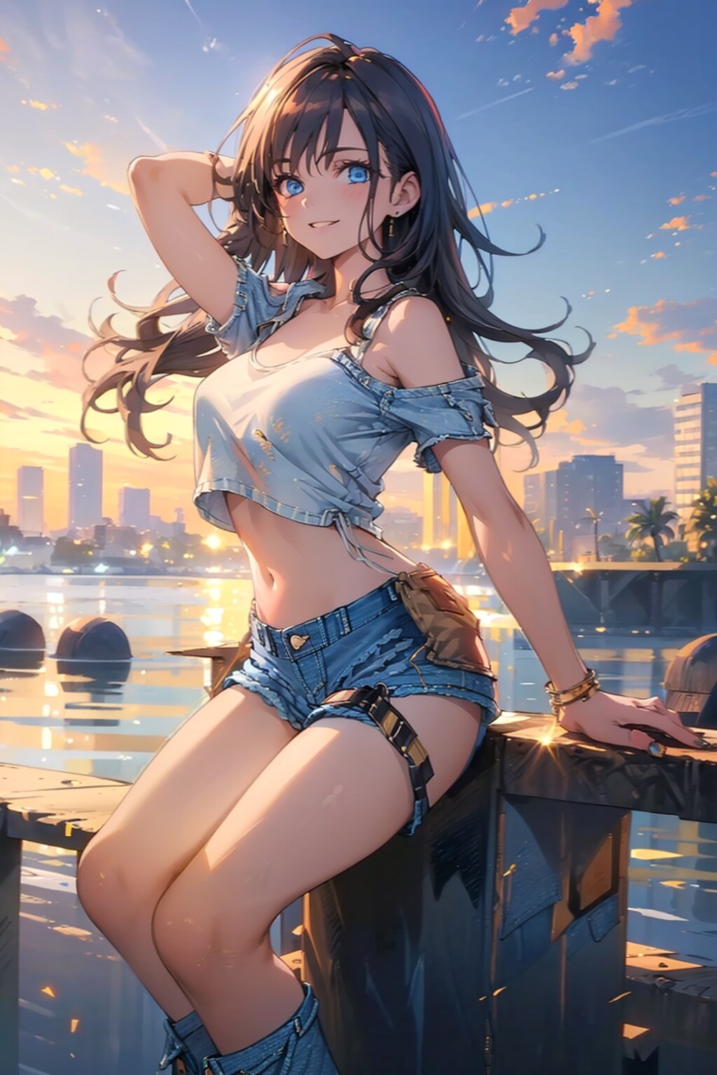 どうっ！？夕焼けに映えるポーズでしょ！