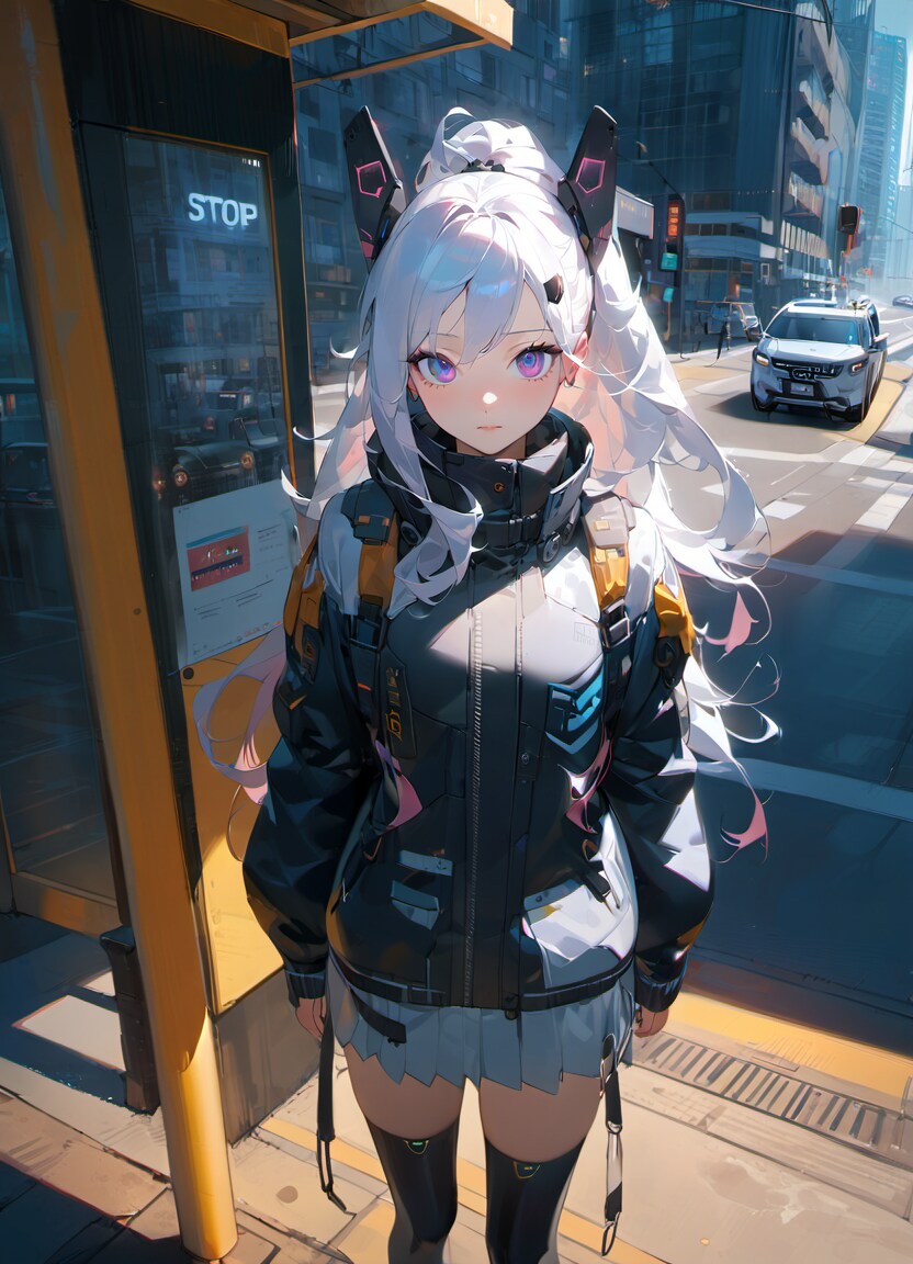 ハイ　今日もバスを待ってます